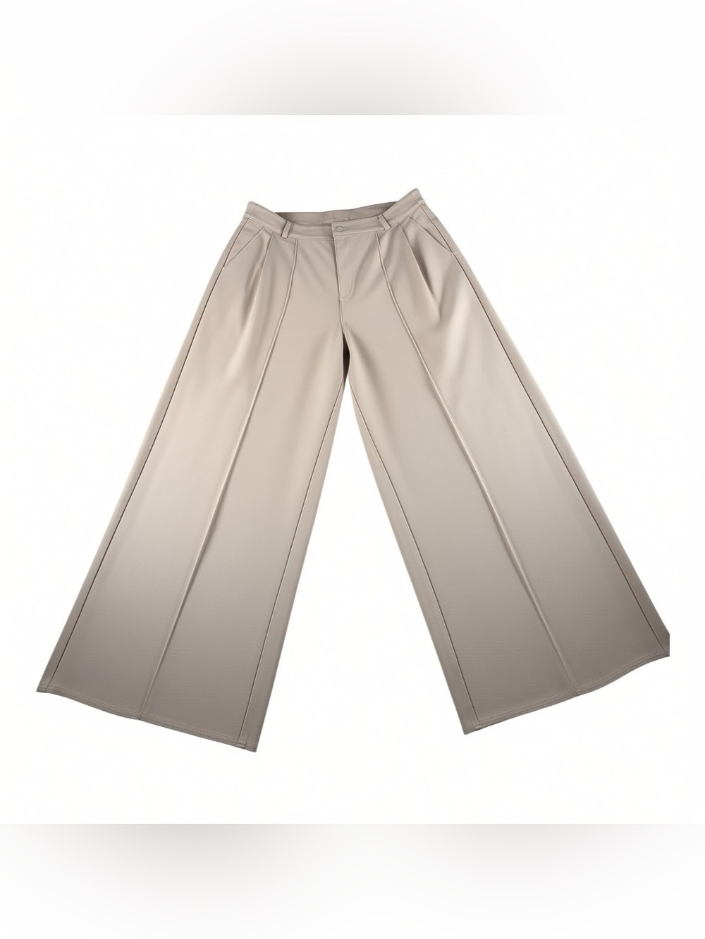 Bar III Beige Wide-Leg Pleated Trousers